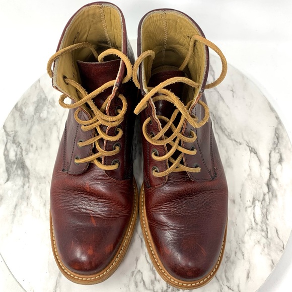 Will Leather Goods Lace Up Leather Combat Moto Boots 38/6MNS/8WMS Gorpcore - Picture 6 of 16